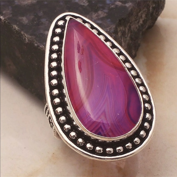 Botswana Agate silver ring size 8 & 9 - Picture 2 of 4